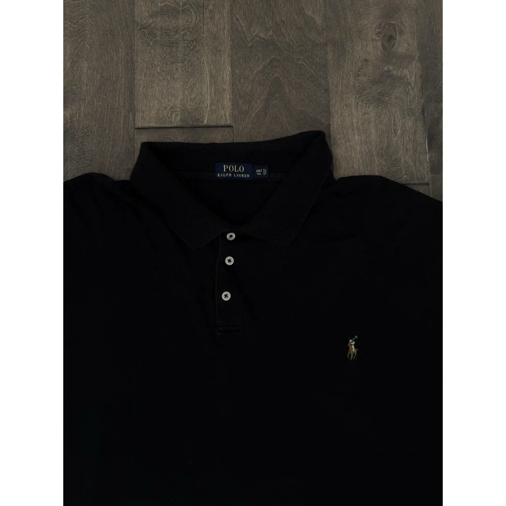 Ralph Lauren Mens Short Sleeve Black Classic Fit Polo Shirt Size 4XLT Flesh Pony